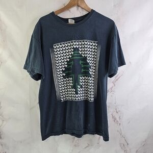 Living Proof T Shirt Mens Large Black Spellout Short Sleeve Tree Analog Y2K